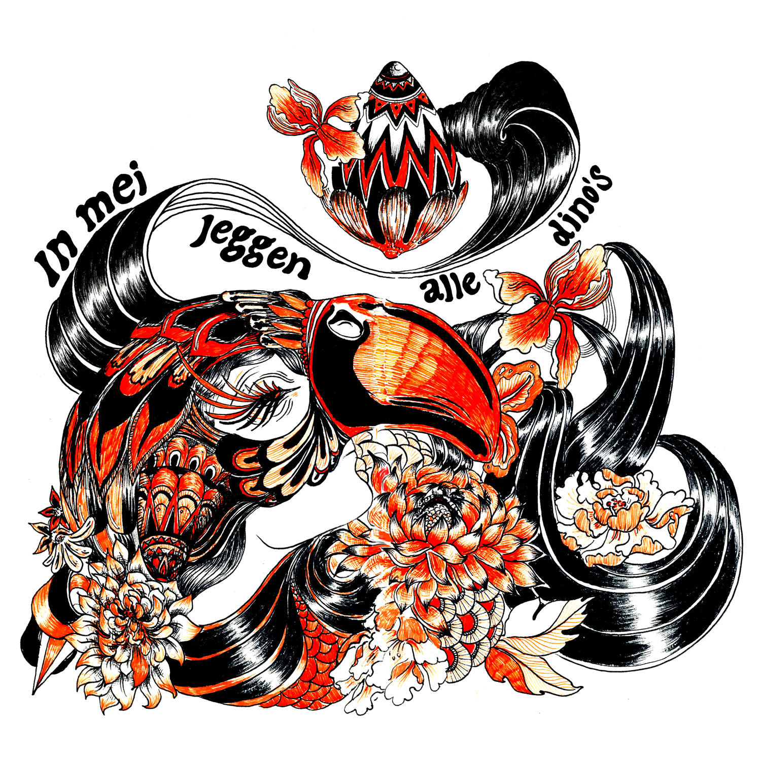 calander_kalender_huisvanbetekenis_dino_ei_mei_katjafred_illustration_illustration_tekenen_collectief_collectif_orange